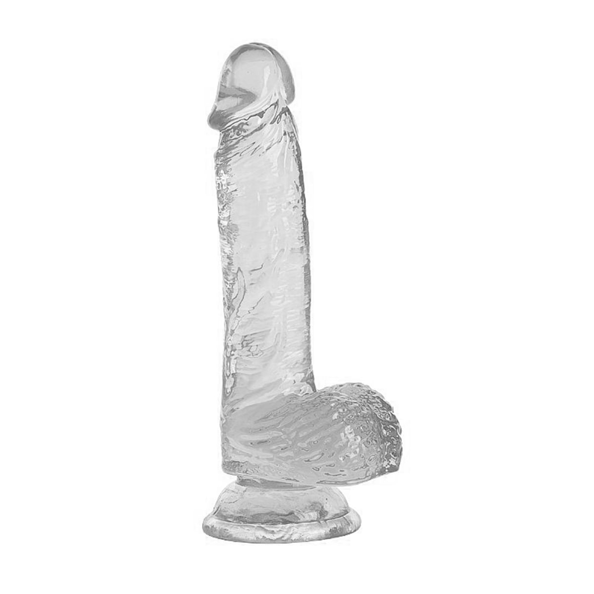 Dildo Realístico Com Escroto Transparente Flexível 20,5x3,8cm Sexy Import