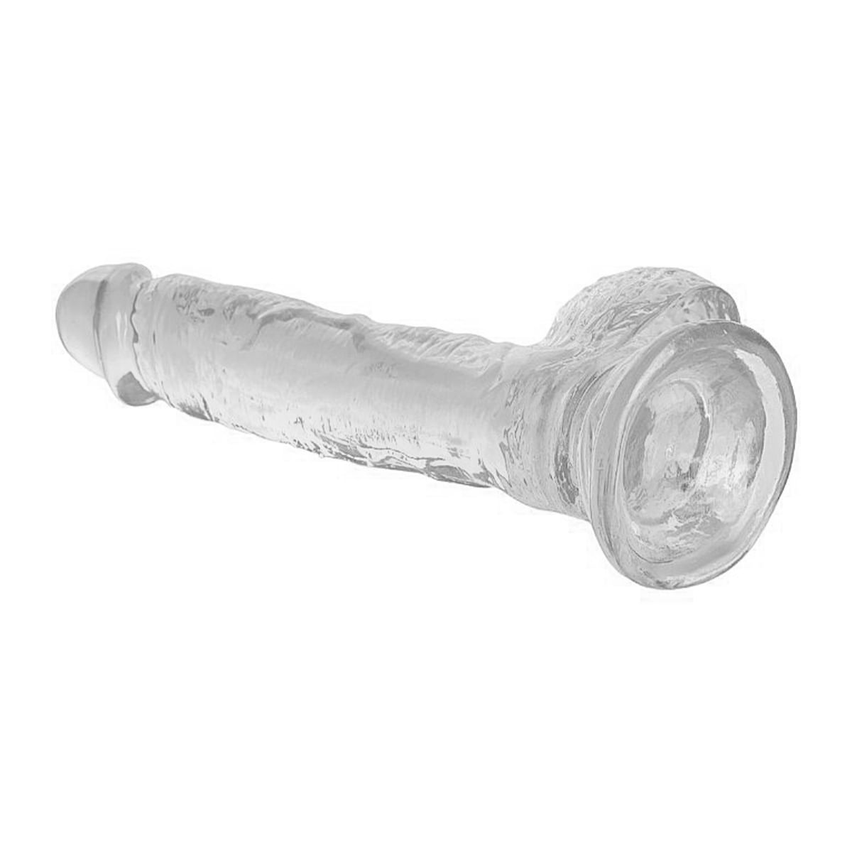 Dildo Realístico Com Escroto Transparente Flexível 20,5x3,8cm Sexy Import
