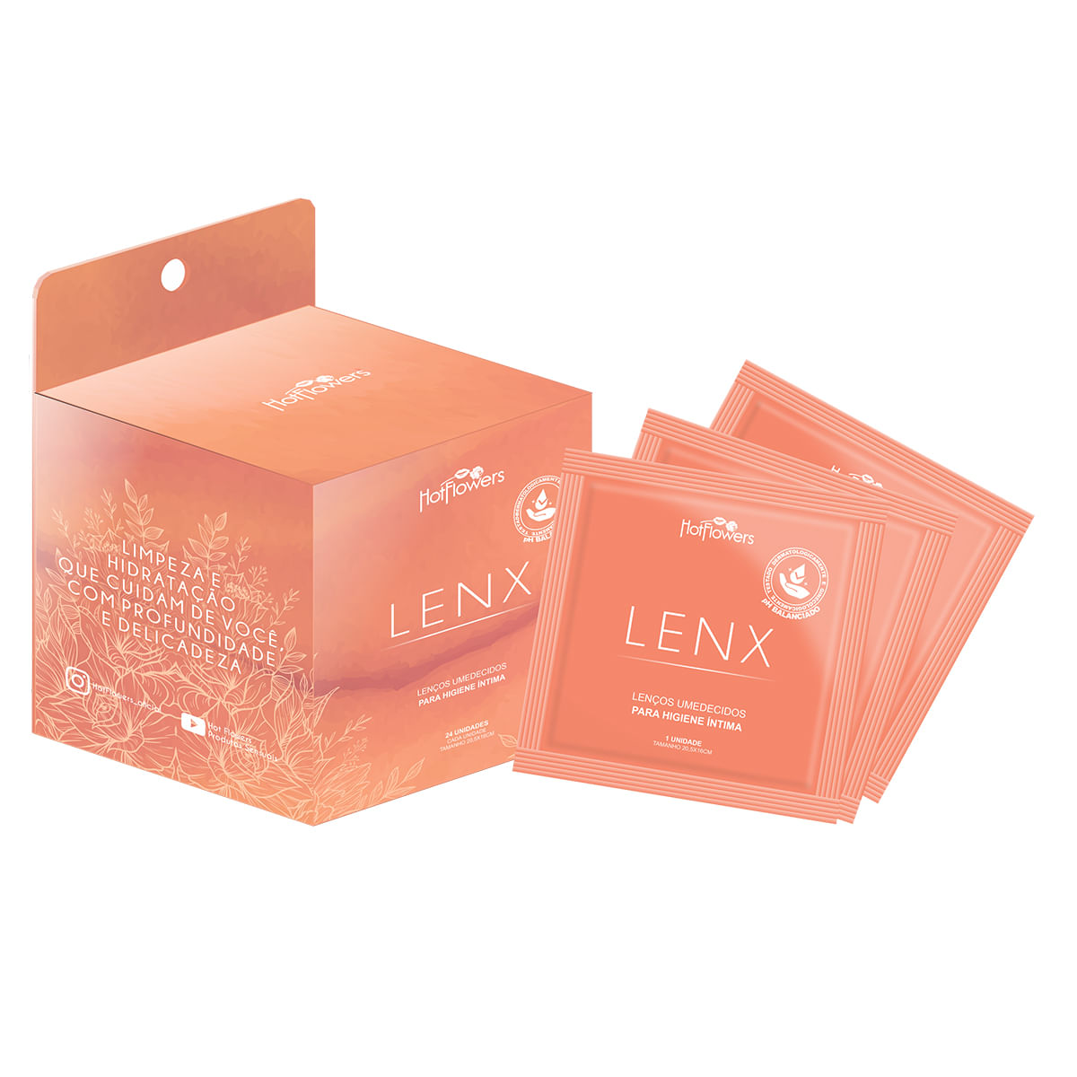 Lenx Lenços Umedecidos para Higiene Intima Hot Flowers