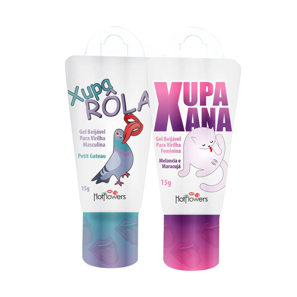 Duplinha com Gel para Sexo Oral Xupa Rola e Xupa Xana