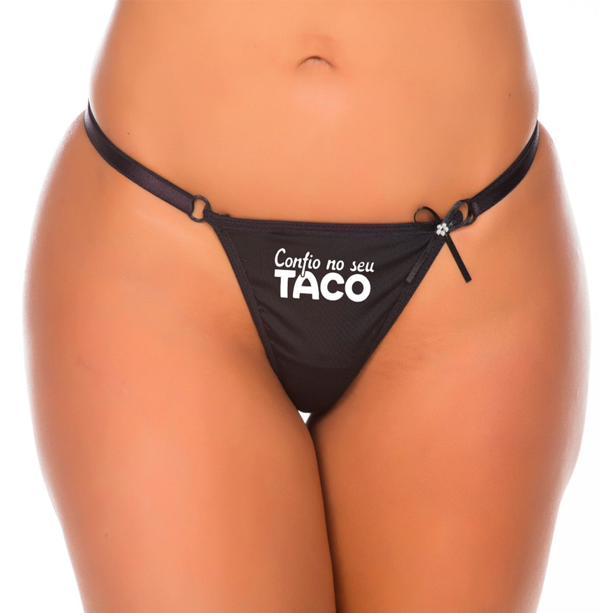 Calcinha Fio Dental com Frase Confio No Seu Taco Pimenta Sexy