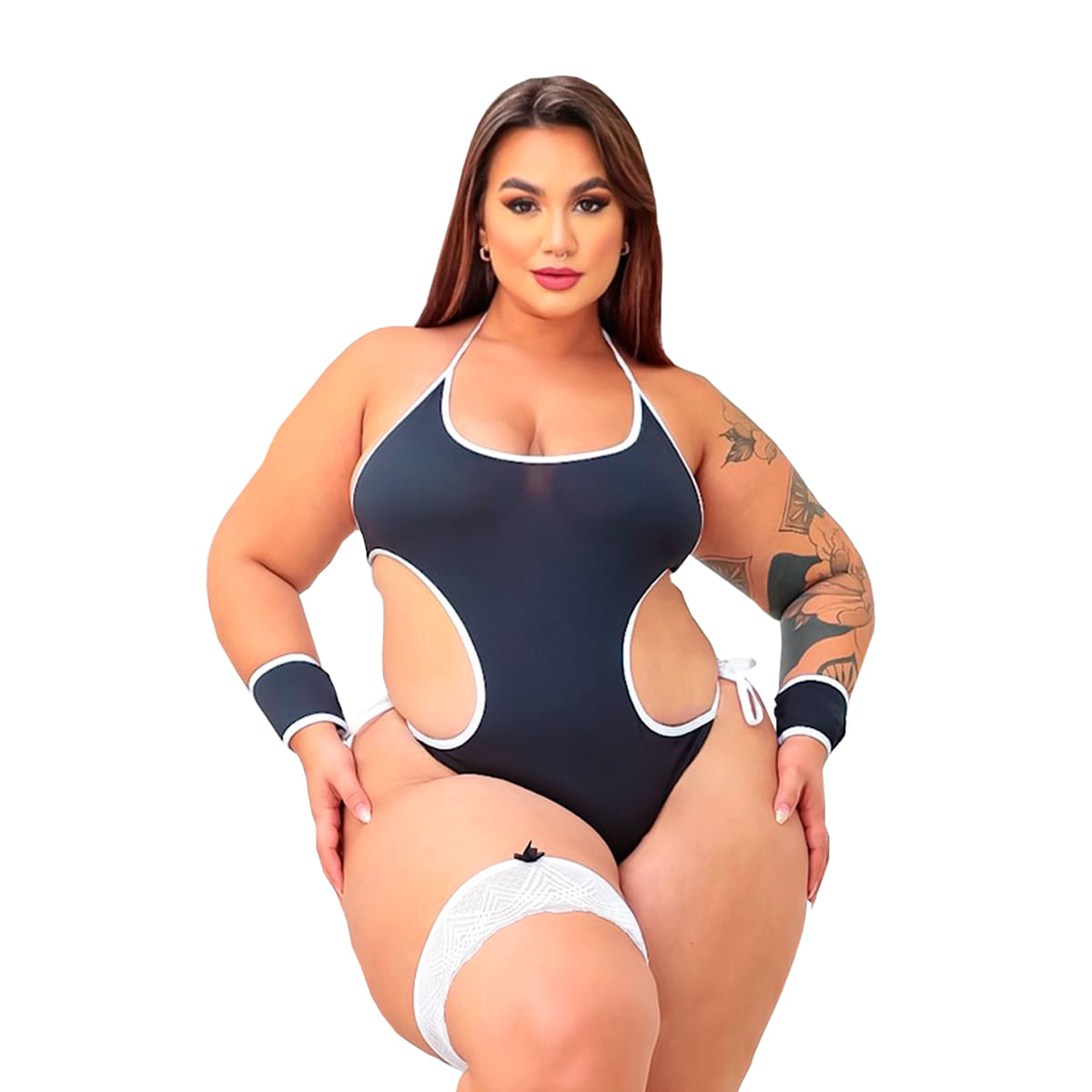 Fantasia Plus Size Presidiária com Body e Persex Hot Love