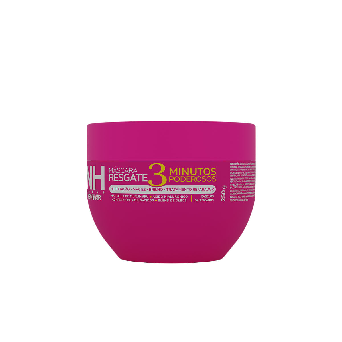 Máscara Resgate 3 Minutos Poderosos New Hair Manteiga de Murumuru e Ácido Hialurônico 250g Belkit