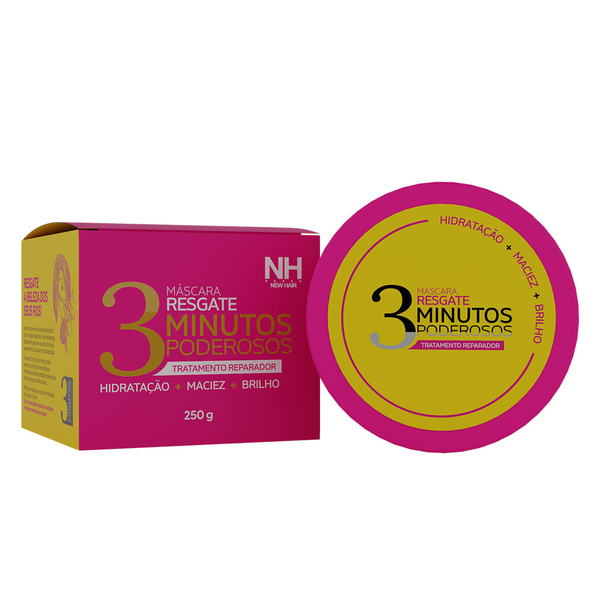 Máscara Resgate 3 Minutos Poderosos New Hair Manteiga de Murumuru e Ácido Hialurônico 250g Belkit
