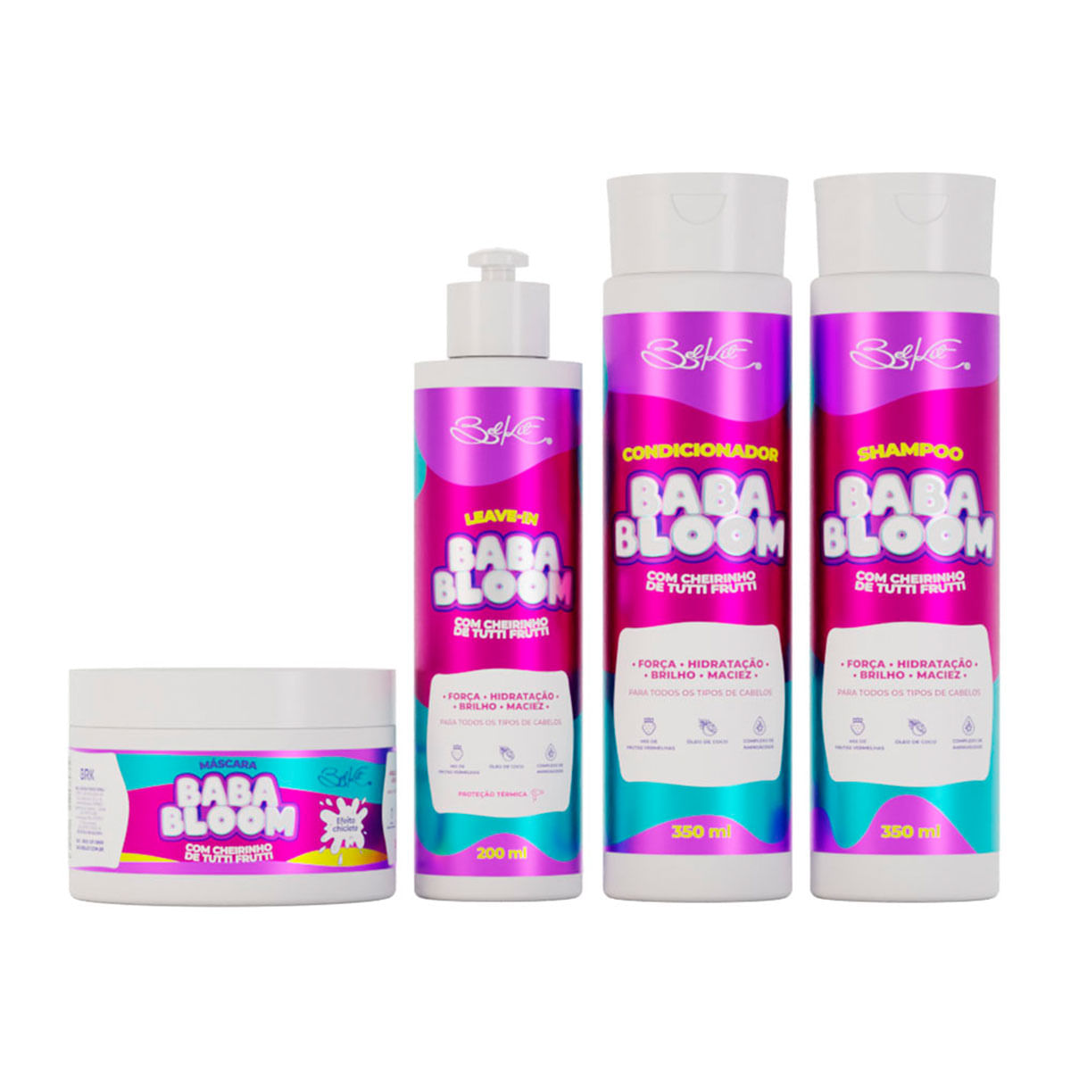 Kit Bababloom Shampoo Condicionador Máscara e Leave-In para Cabelo Belkit