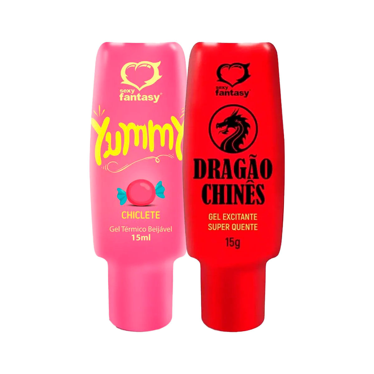 Kit com Yummy Gel Térmico Beijável e Dragão Chinês Gel Excitante Super Quente