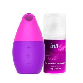 Duplinha com Clit Me On Estimulador de Clitóris e Vibration! Gel para Massagem Corporal Sabor Amora