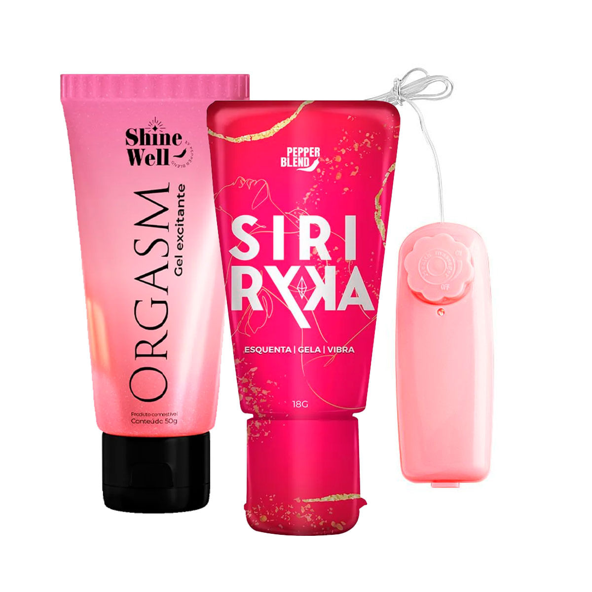 Kit com Siri Ryca Gel Comestível Orgasm Gel Excitante e Vibro Bullet