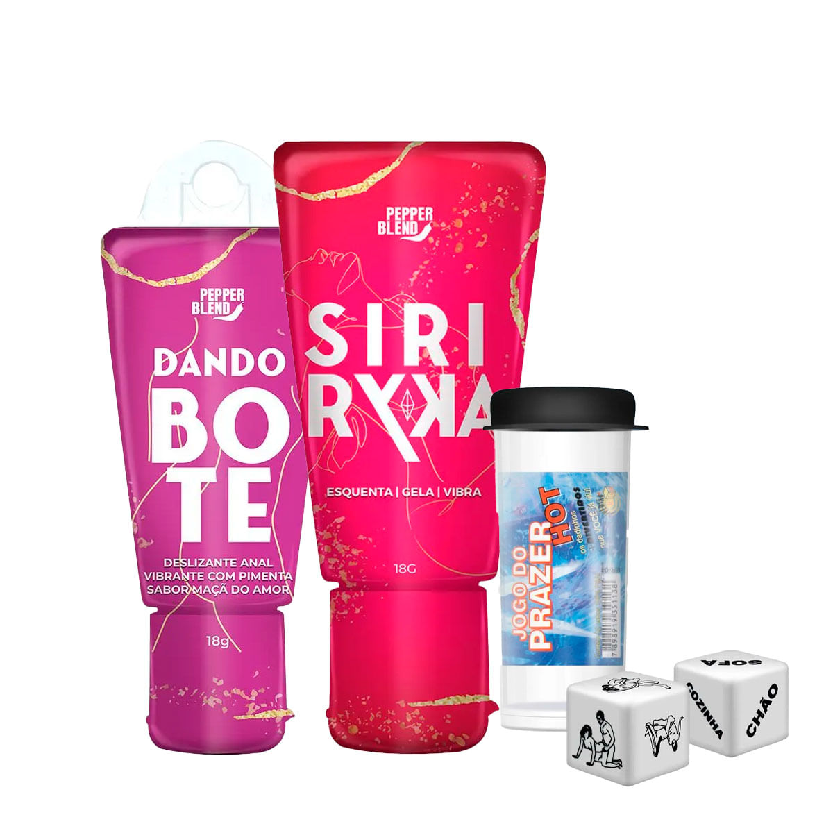 Kit com Siri Ryca Gel Comestível Dando o Bote Gel Deslizante e Dados Eróticos Jogo do Prazer