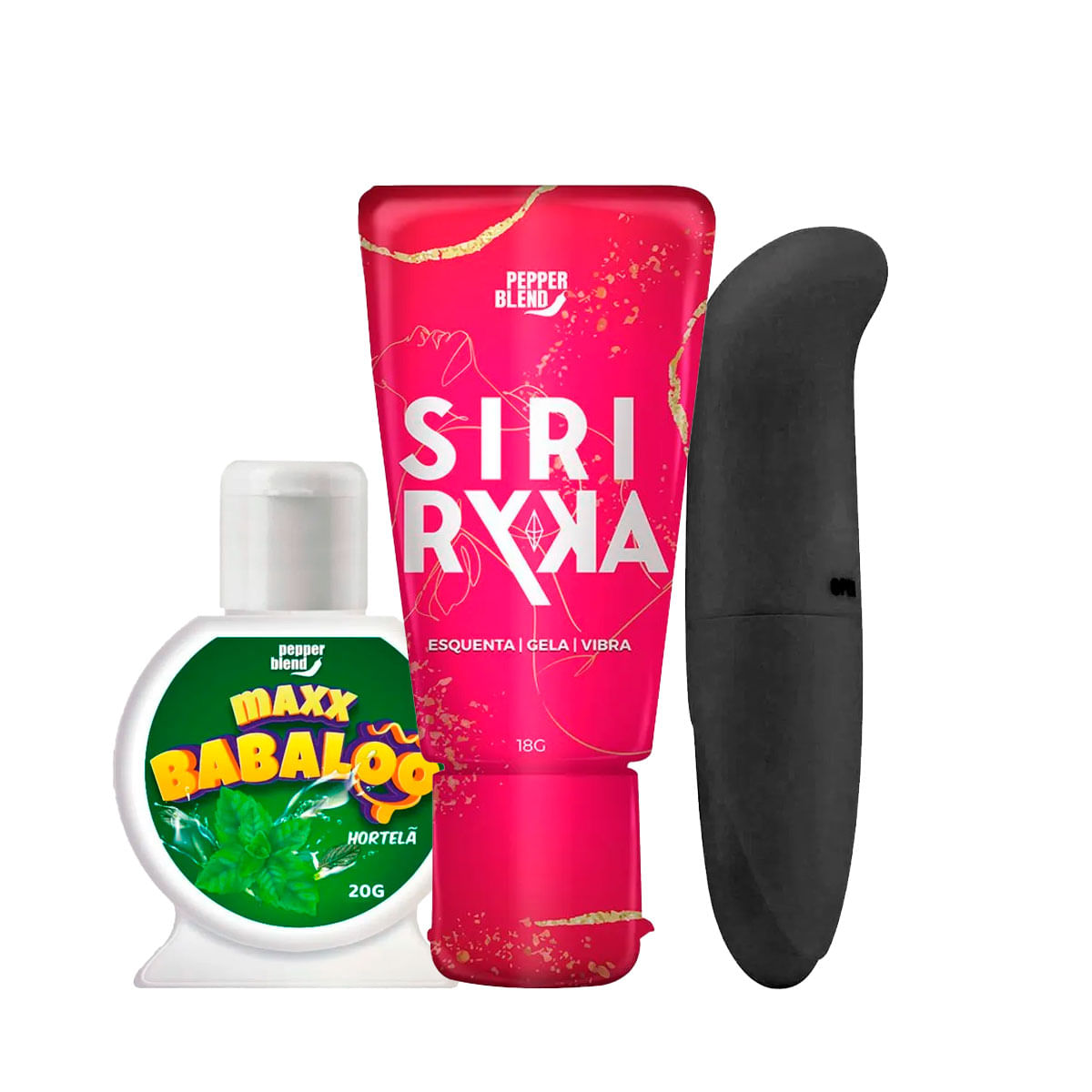 Kit com Siri Ryca Gel Comestível Maxx Babaloo Gel e Vibrador Ponto G