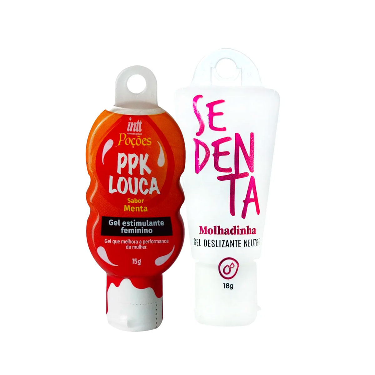 Kit Promocional com PPK Louca Gel Estimulante Feminino e Sedenta Molhadinha Gel Deslizante Neutro