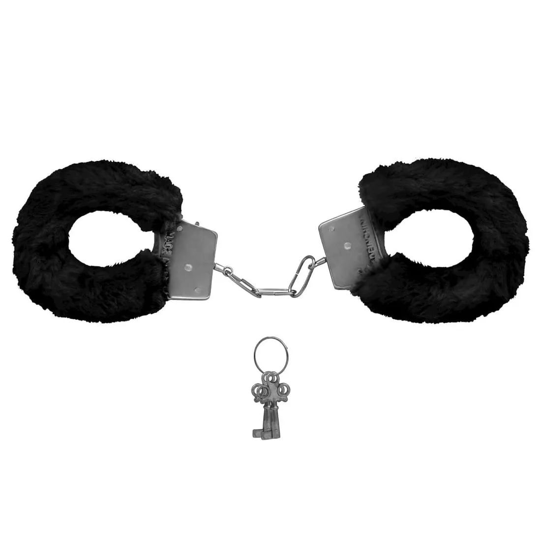Algema de Metal Pelúcia Preta Revestida Fur Love Cuffs Sexy Import
