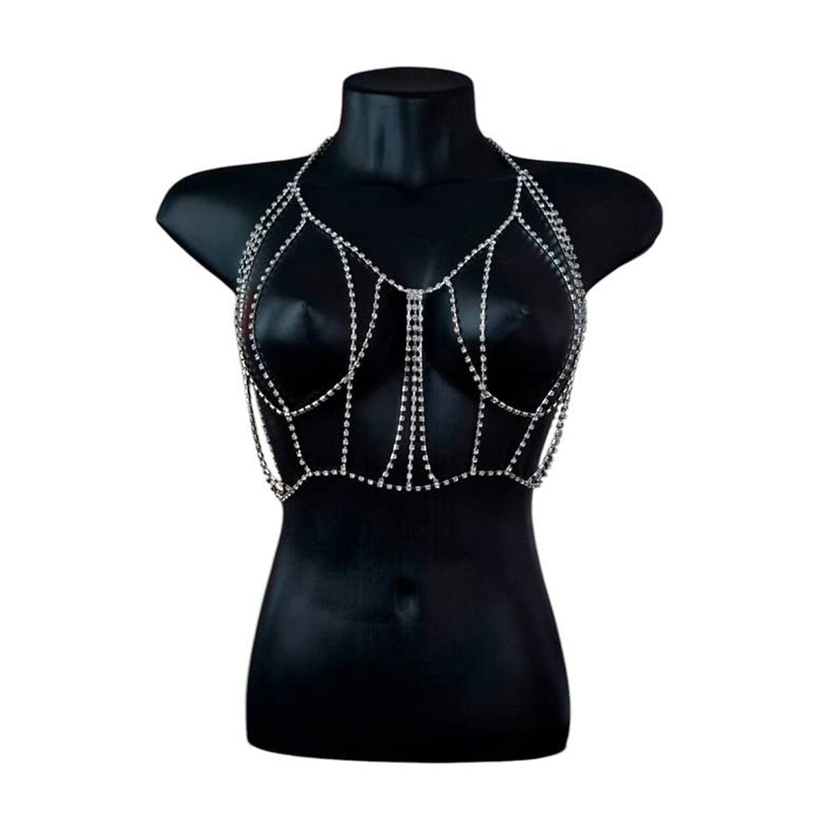 Top Body Chain Joia de Corpo com Strass Yaffa Lingerie