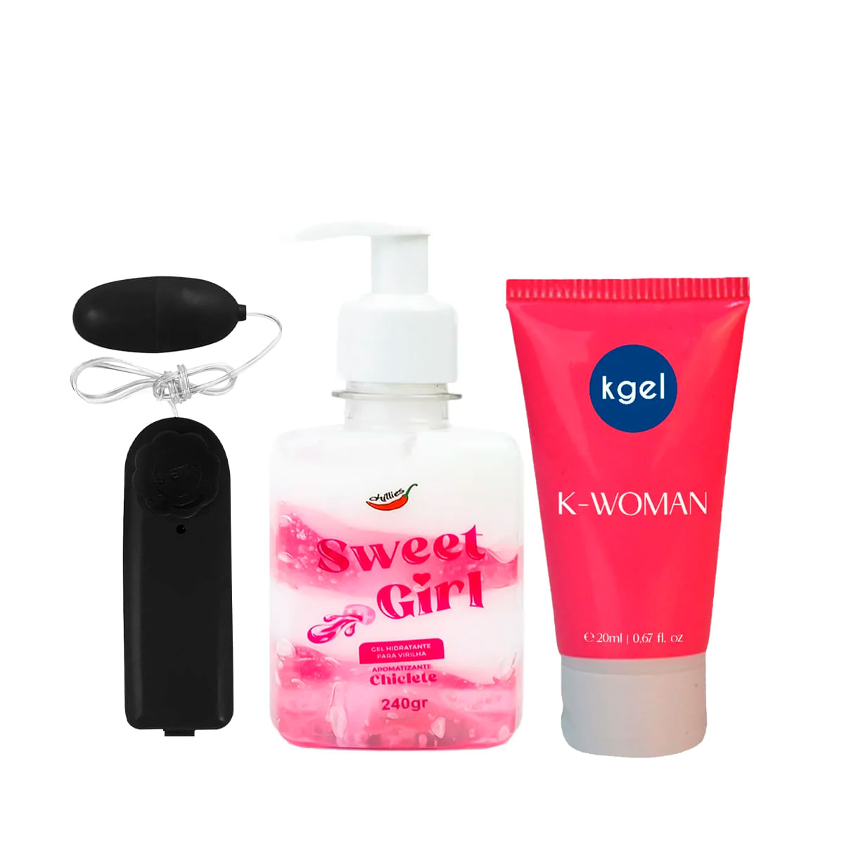 Kit com Sweet Girl Chiclete Bullet e K Woman