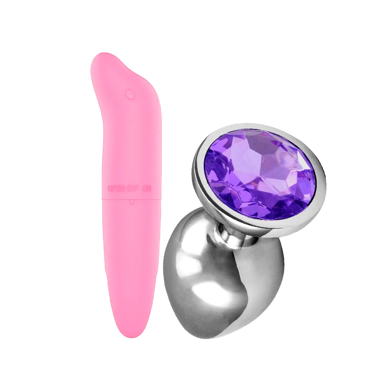 Duplinha com Plug Anal M Lilas e Mini Vibrador