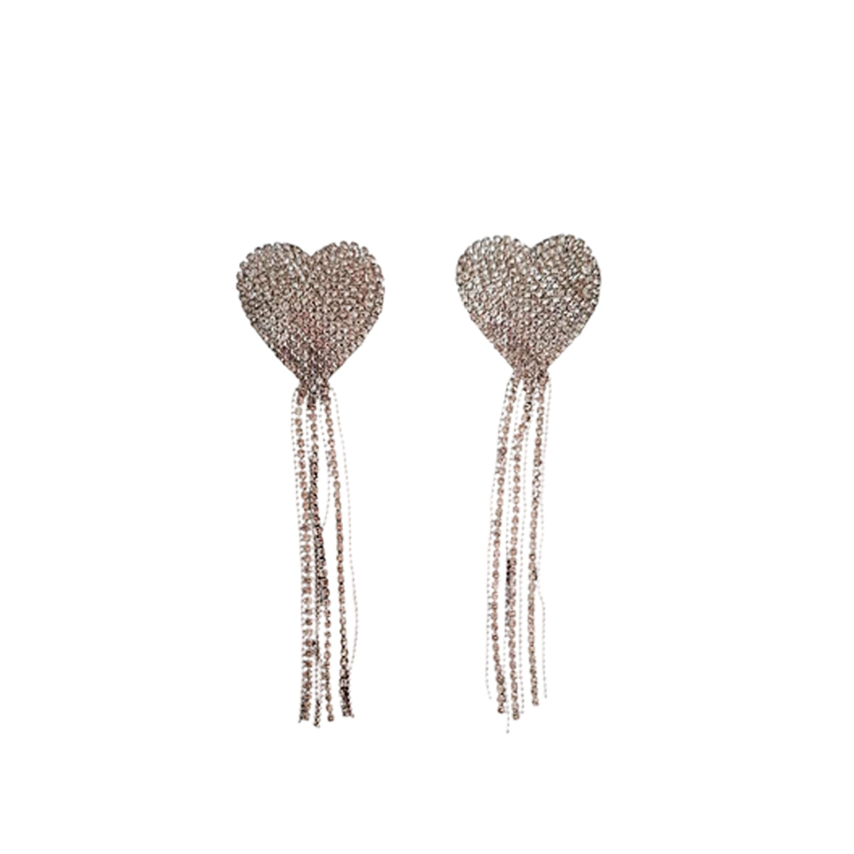Tapa Mamilo Body Chain Joia de Corpo Formato de Coração Cascata com Strass Yaffa Lingerie
