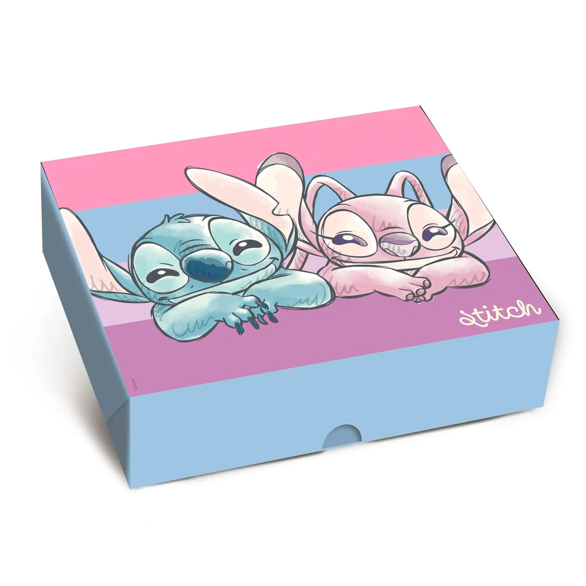 Caixa Retangular New Sweet Stitch e Angel com Tampa e Fundo Cromus Caixa Retangular New Sweet Stitch e Angel com Tampa e Fundo Cromus