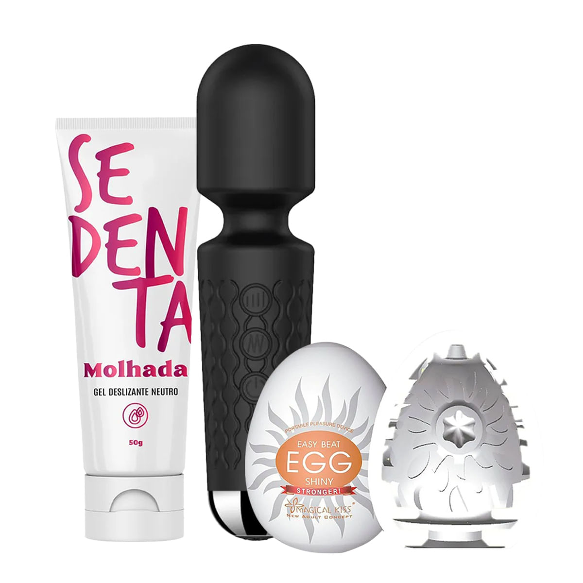 Kit com Sedenta Molhada Egg Shiny e Varinha Mágica