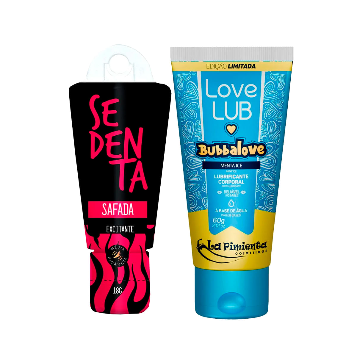 Sedenta Safada Excitante com Picância Média e Love Lub Bubbalove Ice Lubrificante Corporal Beijável