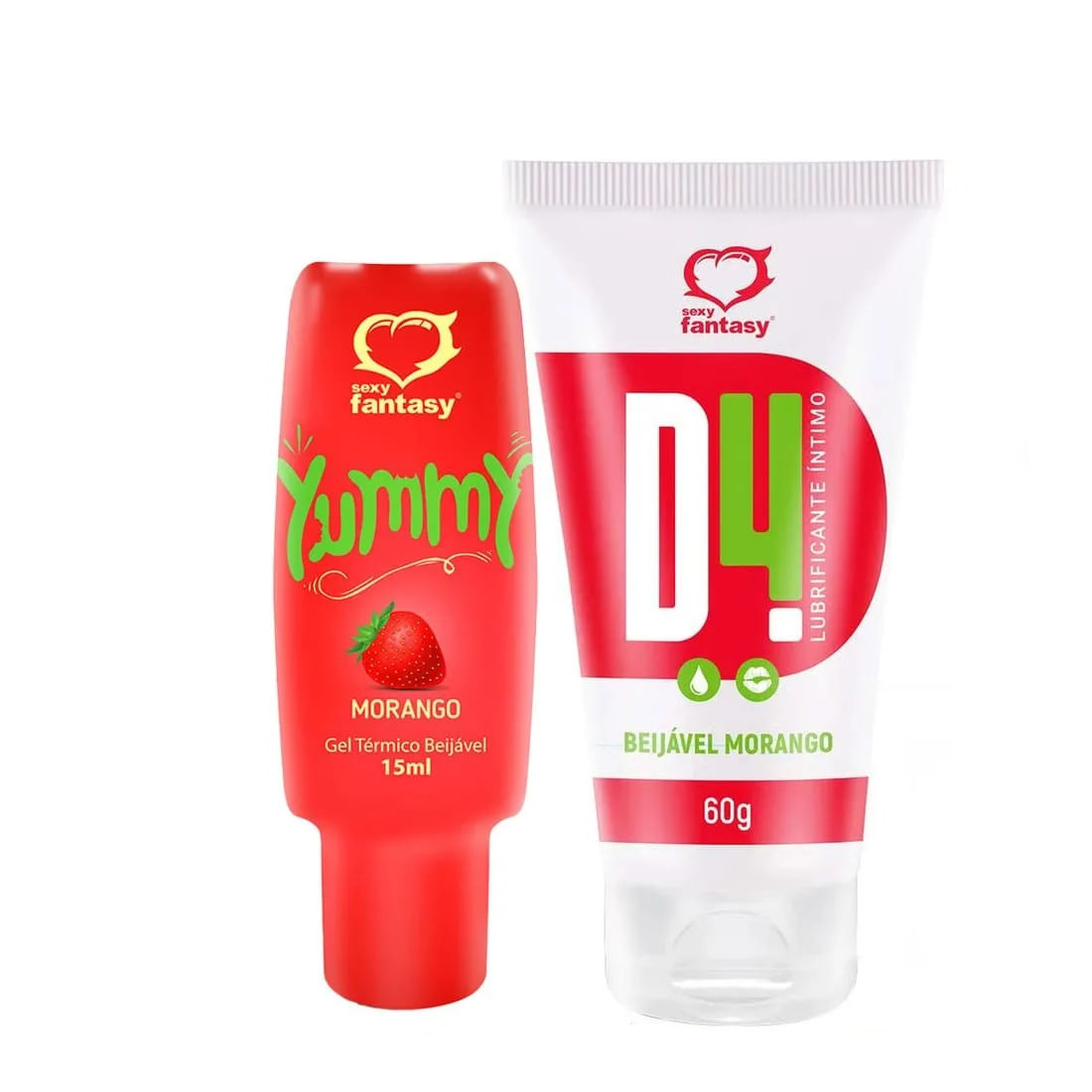 Kit com Yummy Morango e Lubrificante D4 Morango
