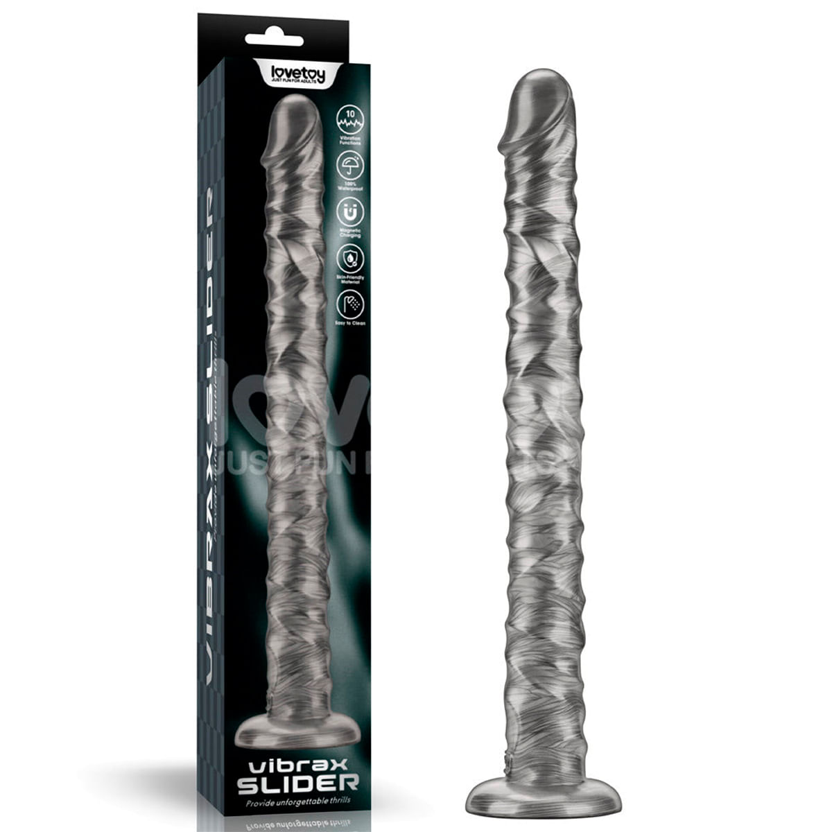 Vibrador Flexível 40,8 X 4,4 CM com Ventosa e 10 Modos de Vibração King Sized Vip Mix