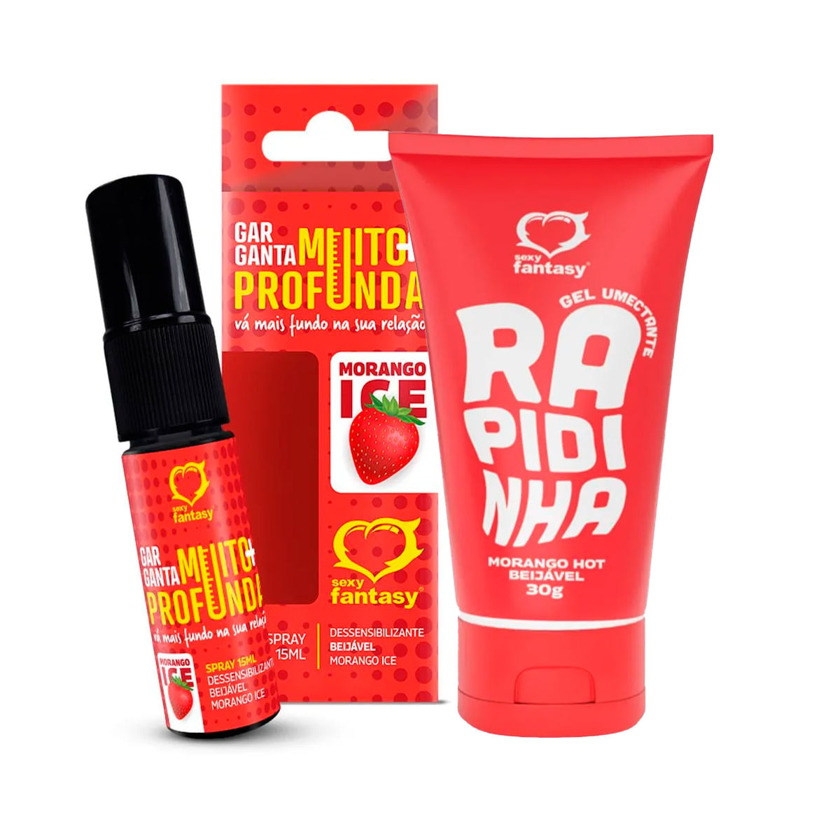 Duplinha com Lubrificante Beijável Rapidinha e Dessensibilizante Garganta Muito Mais Profunda