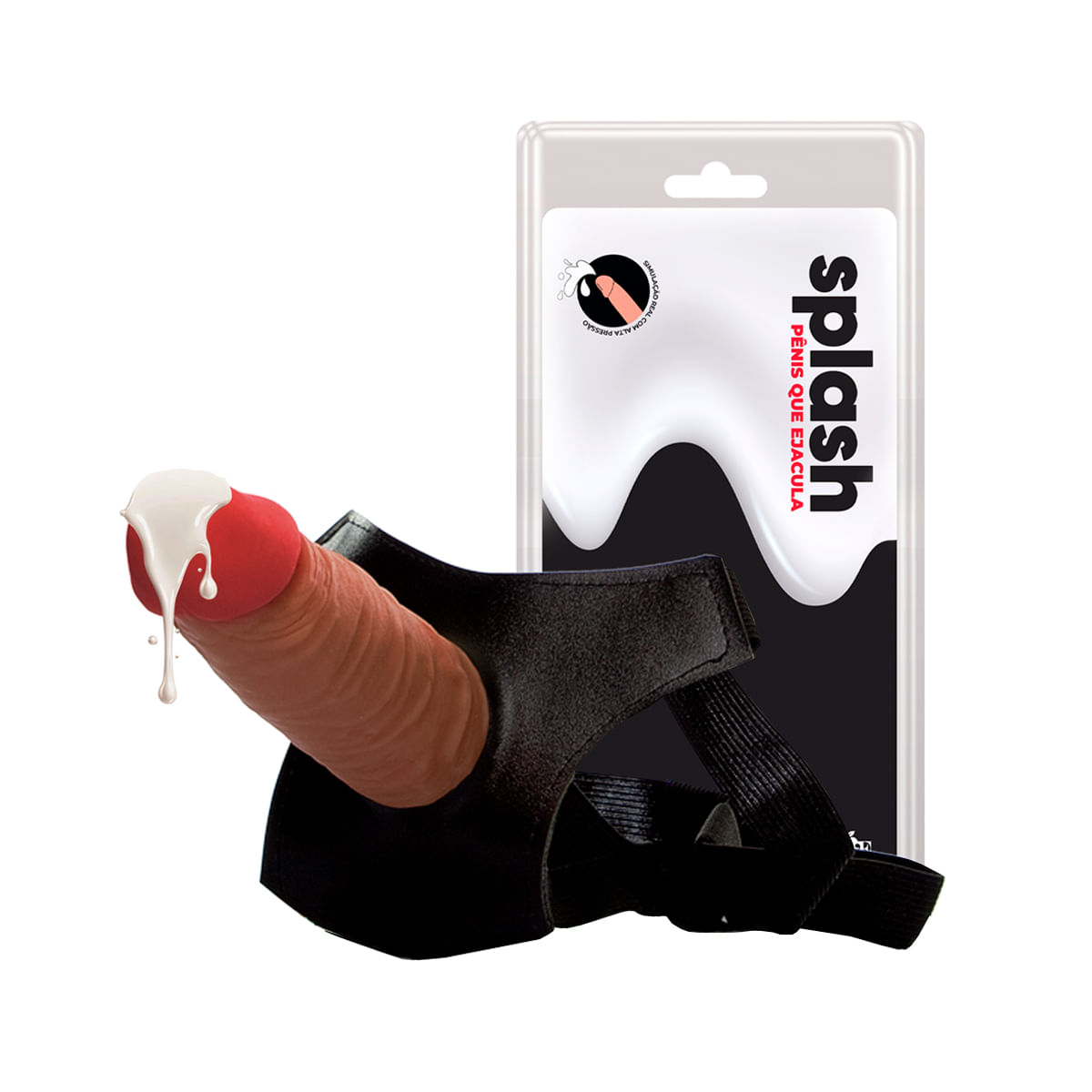 Splash Pênis Realístico que Ejacula com Cinta Strap On 14,5 x 4cm Adão e Eva
