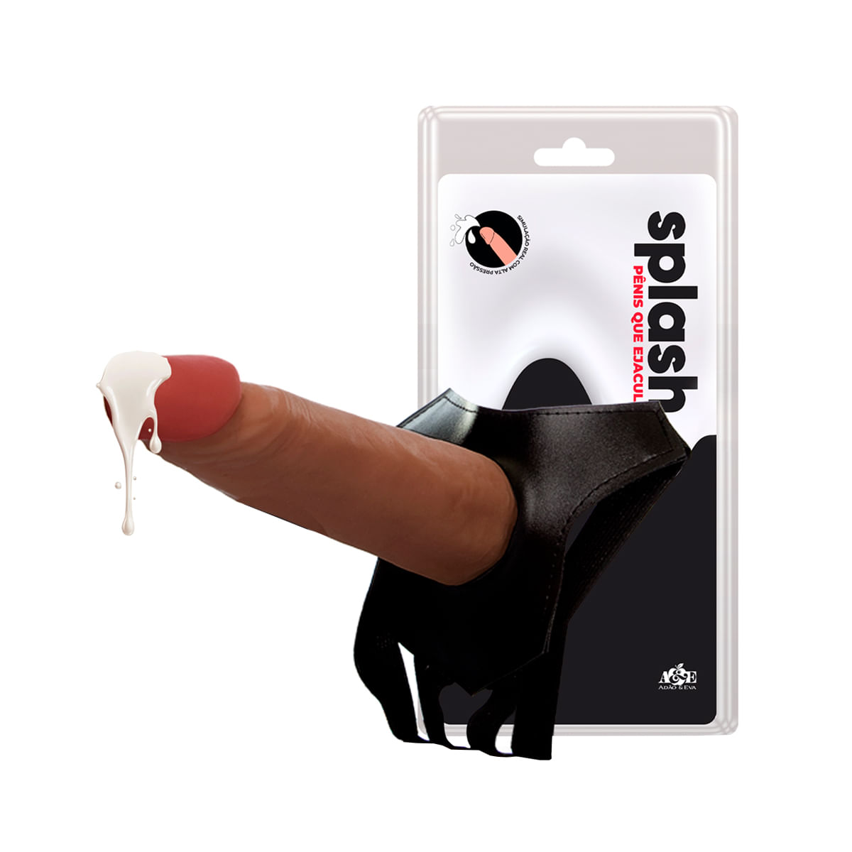 Splash Pênis Realístico que Ejacula com Escroto e Ventosa 16 x 4 cm Adão e Eva