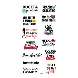 Cartela de Tatuagem Adesiva Brilha no Escuro Buceta Premium Luvi