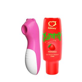 Duplinha com Estimulador de Clitóris e Yummy Gel Térmico Beijável