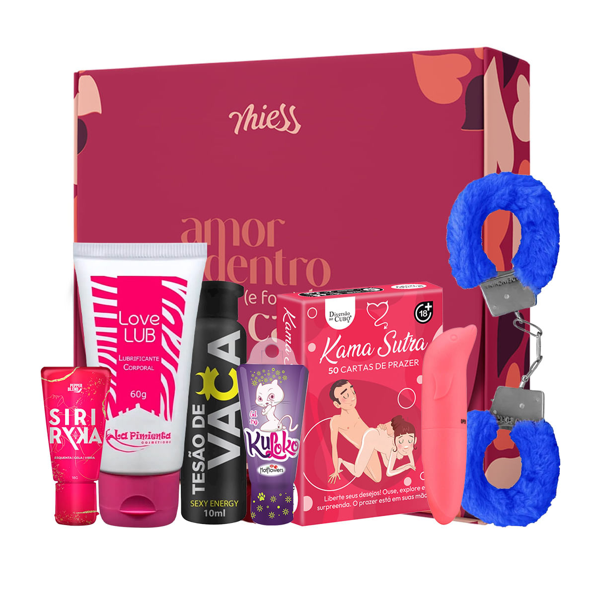 KIT MATCH PERFEITO com Géis Funcionais Lubrificante Algema Vibrador e Baralho Kama Sutra