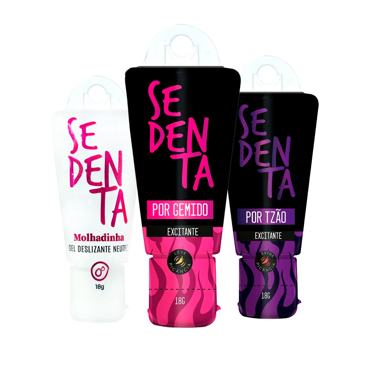 Kit com Sedenta Molhadinha Gel Sedenta por Gemido Excitante e Sedenta por Tesão Excitante