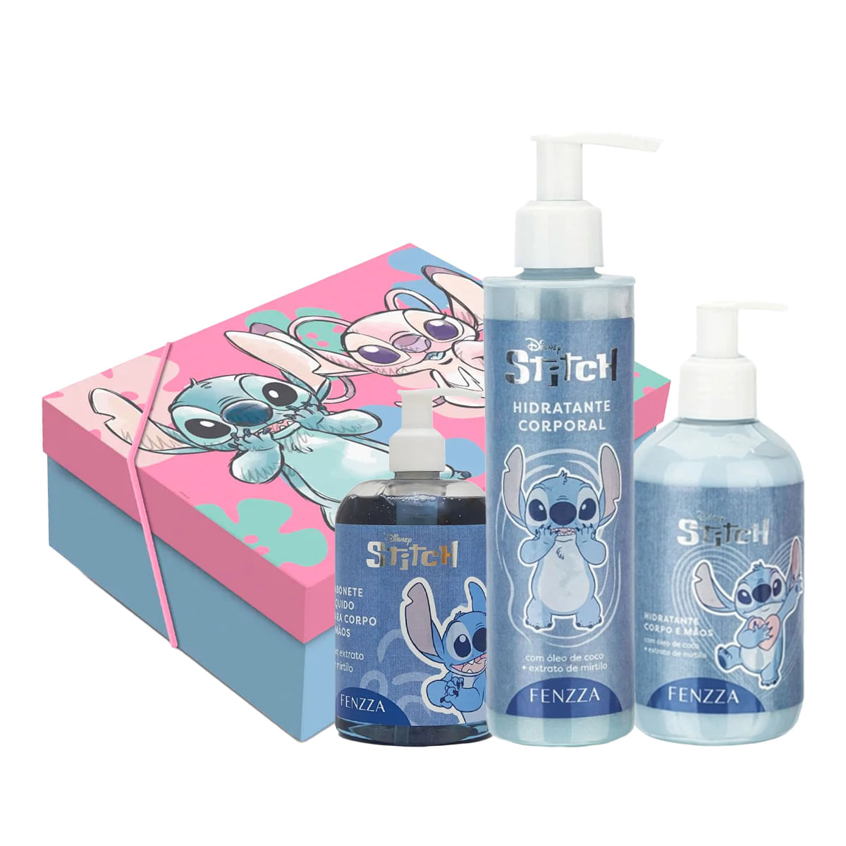 Kit Temático Stitch com Hidratante Corporal Hidratante para Corpo e Mãos e Sabonete Líquido