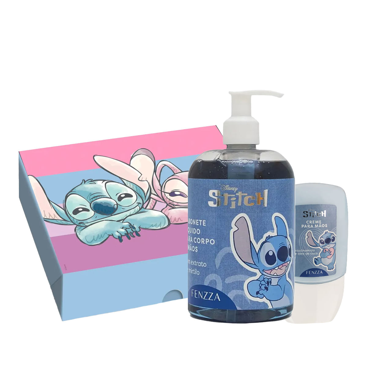 Kit Temático Stitch com Sabonete Líquido para Corpo e Mãos e Creme Hidratante para Mãos