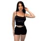 Pijama Feminino Curto com Short e Regata Cropped Se Dormir Já É Bom Imagine Comigo Hot Love