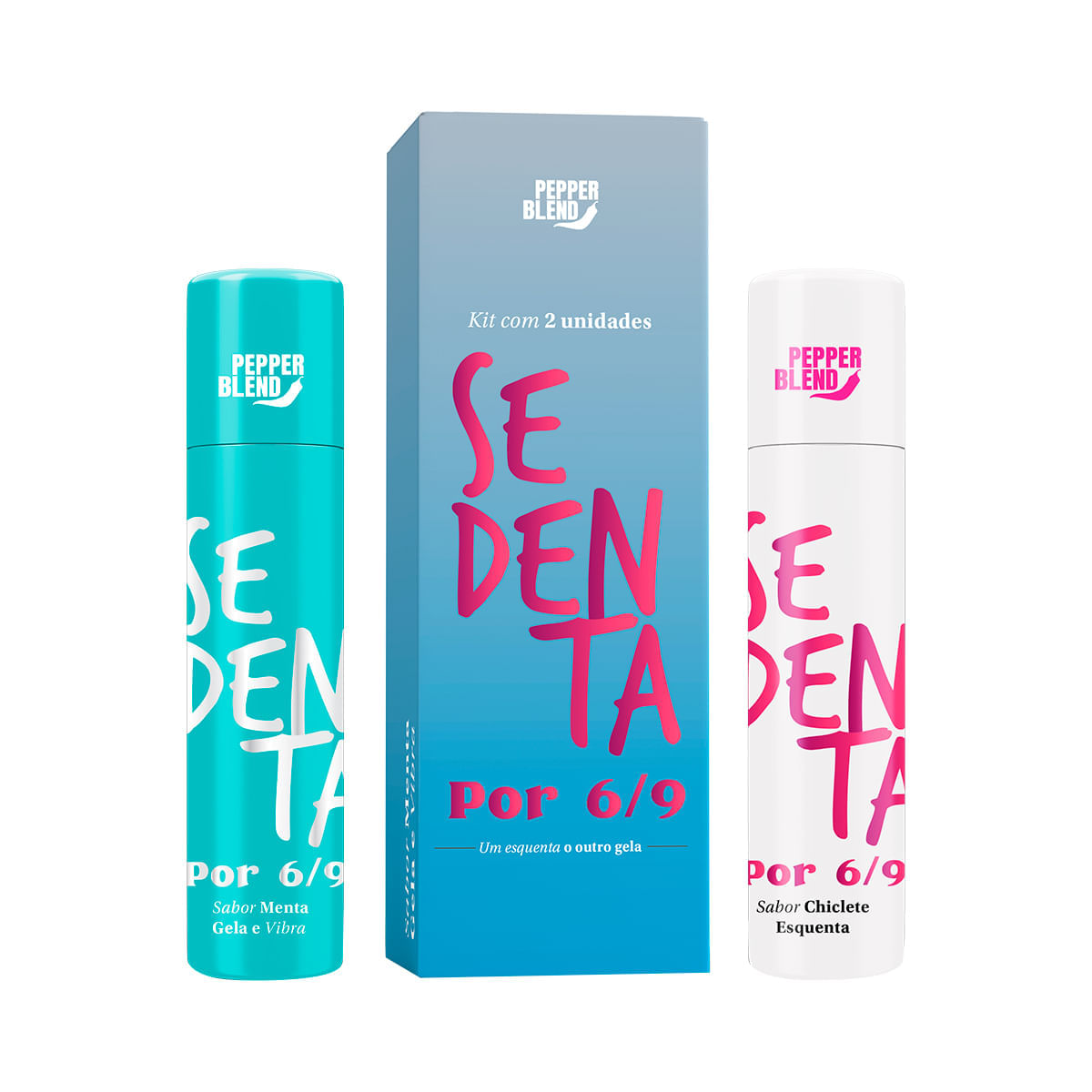Sedenta Por 69 Kit Gela, Vibra e Esquenta 7g Pepper Blend Sedenta Por 69 Kit Gela, Vibra e Esquenta 7g Pepper Blend