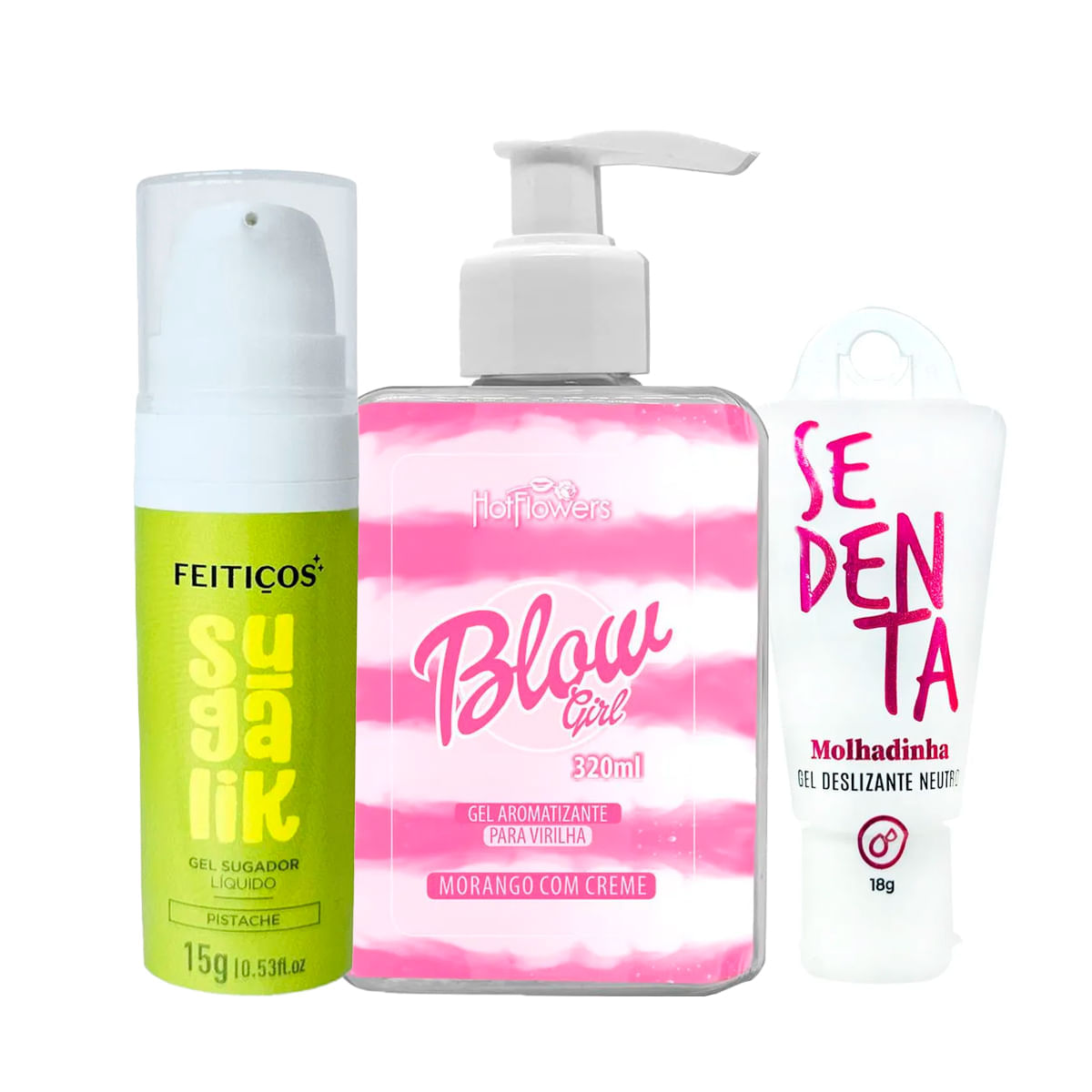 Kit com Sugalik Sugador Líquido Pistache Blow Girl Gel Aromatizante Beijável e Sedenta Molhadinha