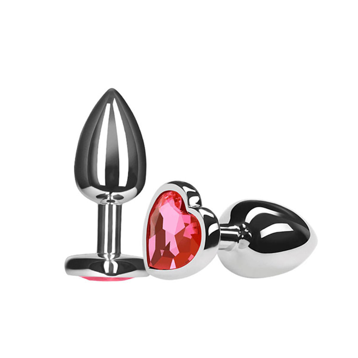 Plug Anal Grande de Alumínio com Joia em Formato de Coração 3R Import