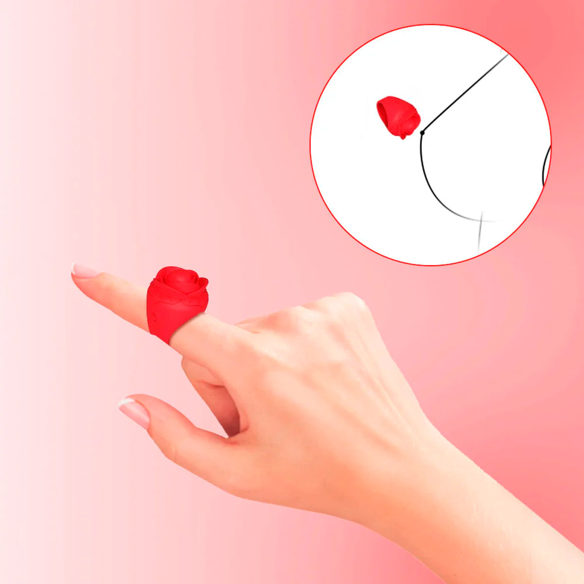 Mini Vibrador Anel em Formato de Rosa com 10 Modos de Vibração Me Ame