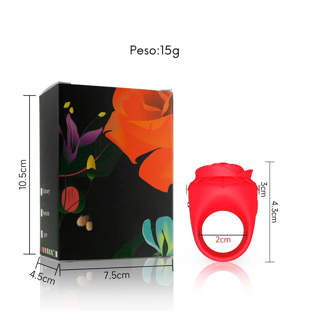 Mini Vibrador Anel em Formato de Rosa com 10 Modos de Vibração Me Ame