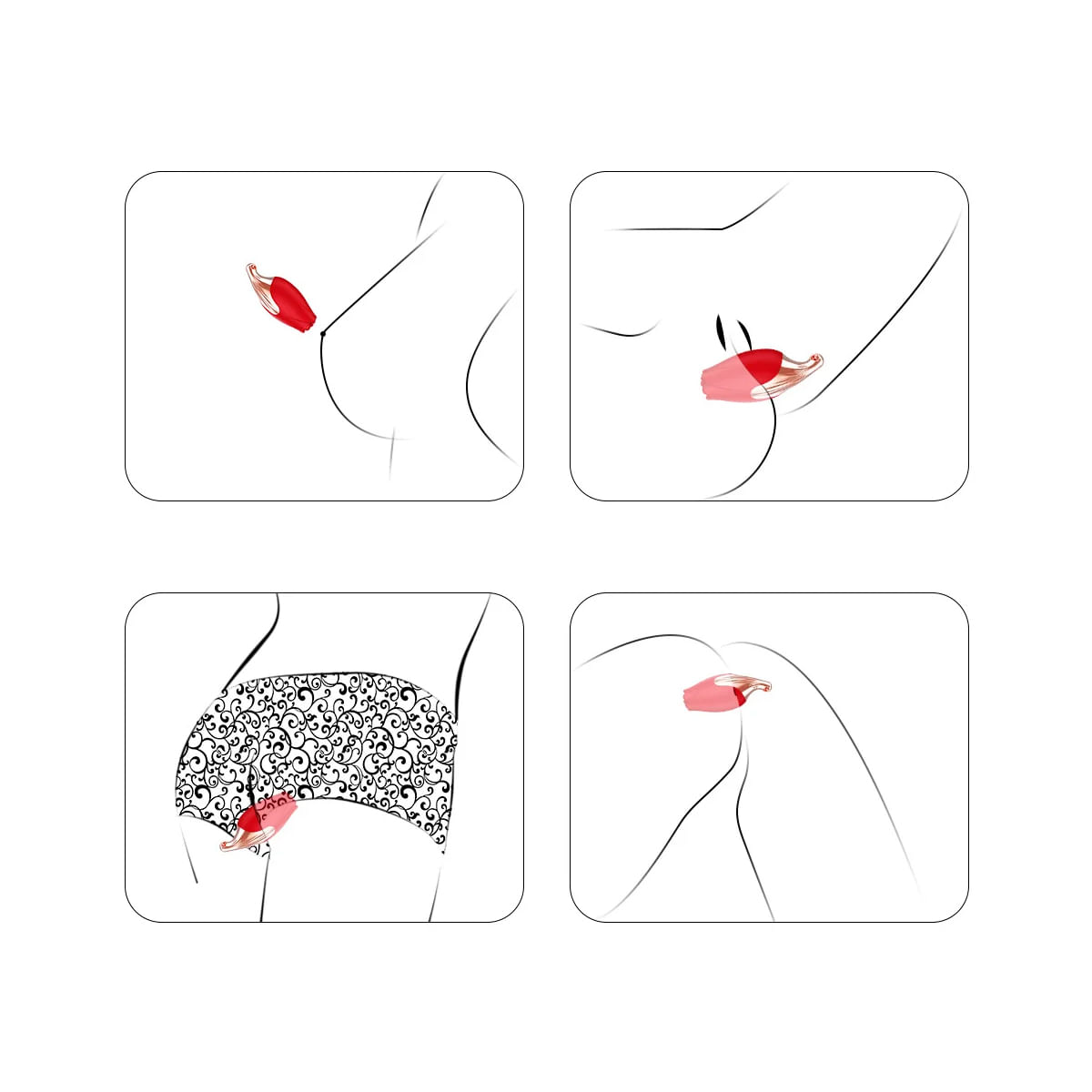 Necklace Vibrator Mini Vibrador Colar em Formato de Rosa com 10 Modos de Vibração Me Ame