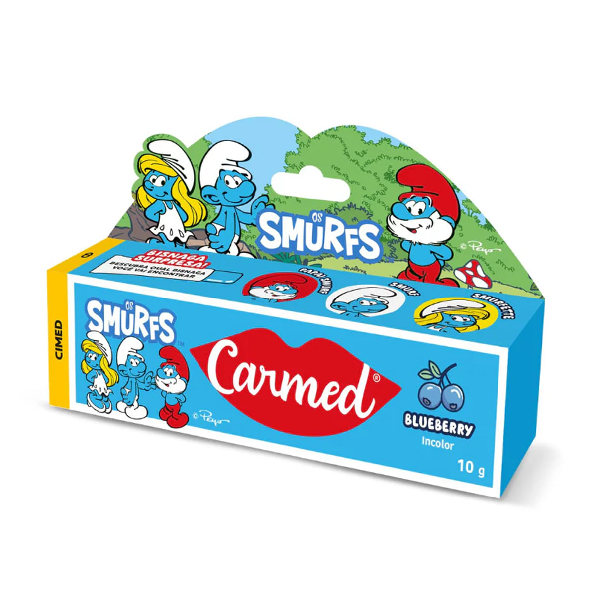 Carmed Smurfs Blueberry Hidratante Labial Sortido Incolor Efeito Gloss 10g Cimed