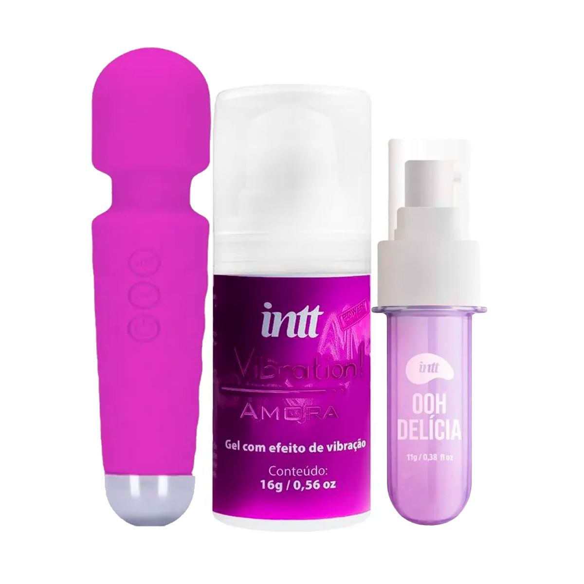 Kit com Vibration! Gel para Massagem OOH Delícia Calda Picante e Varinha Mágica Massageadora