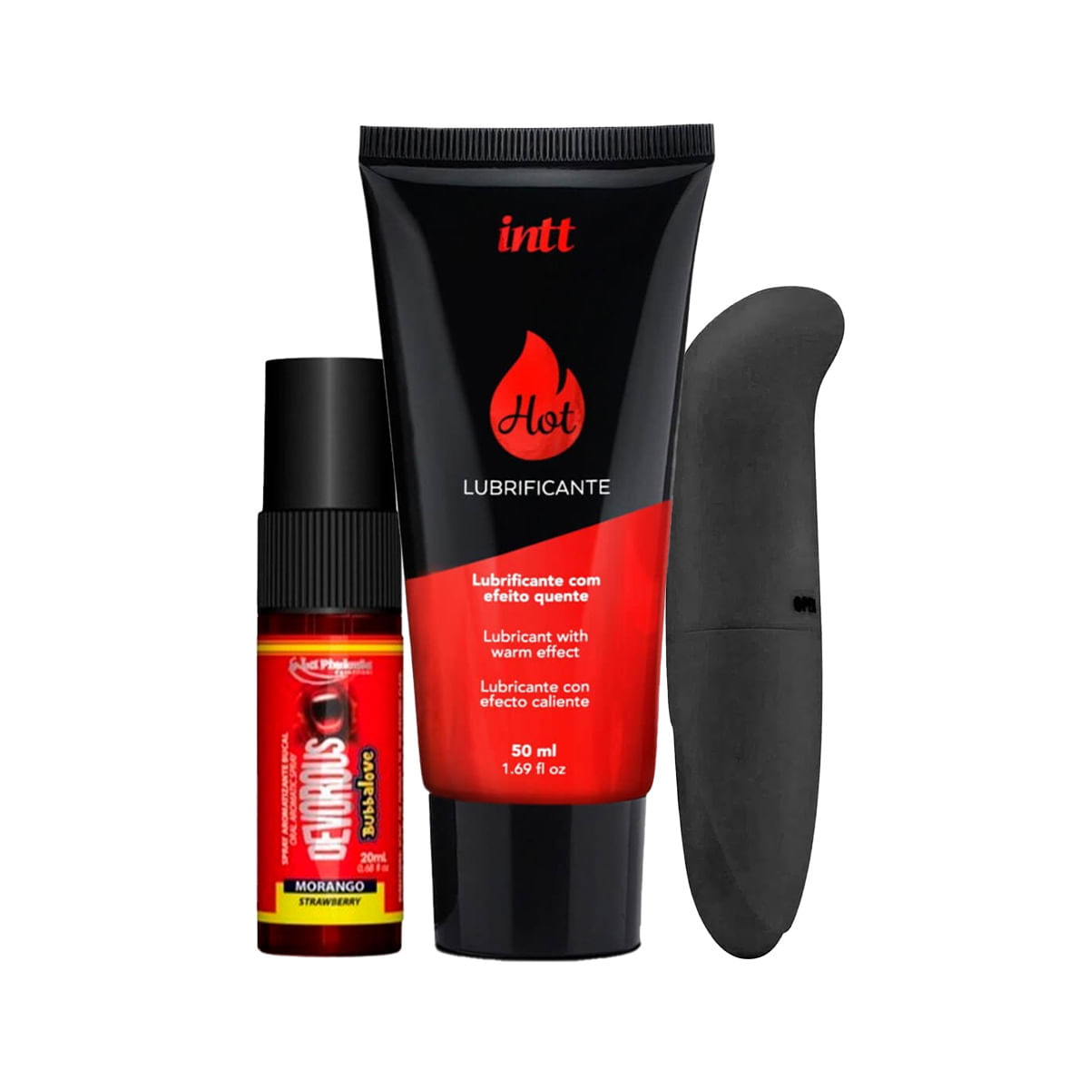 Kit com Lubrificante Hot a Base de Água Devorous Bubbalove e Vibrador Ponto G