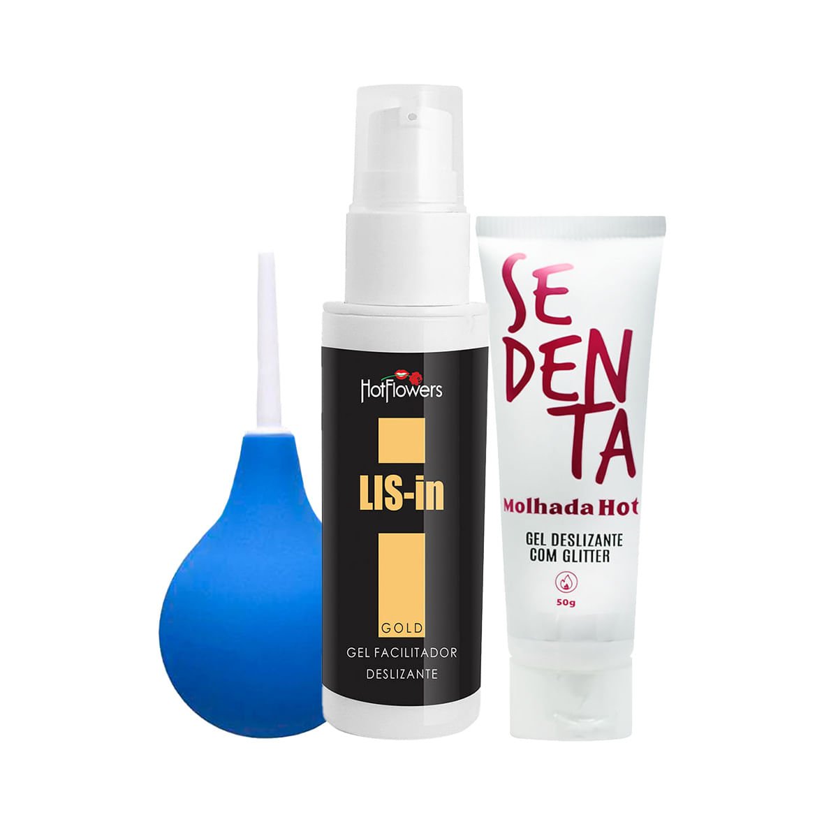 Kit com Ducha Higiênica LIS-In Gel Dessensibilizante Anal  e Sedenta Molhada