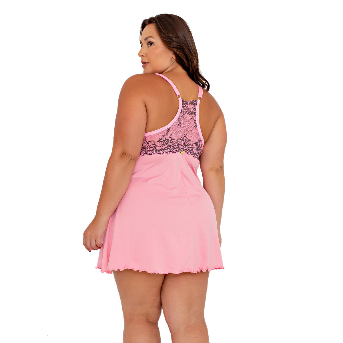 Camisola Plus Size Bicolor com Lacinho Patitex