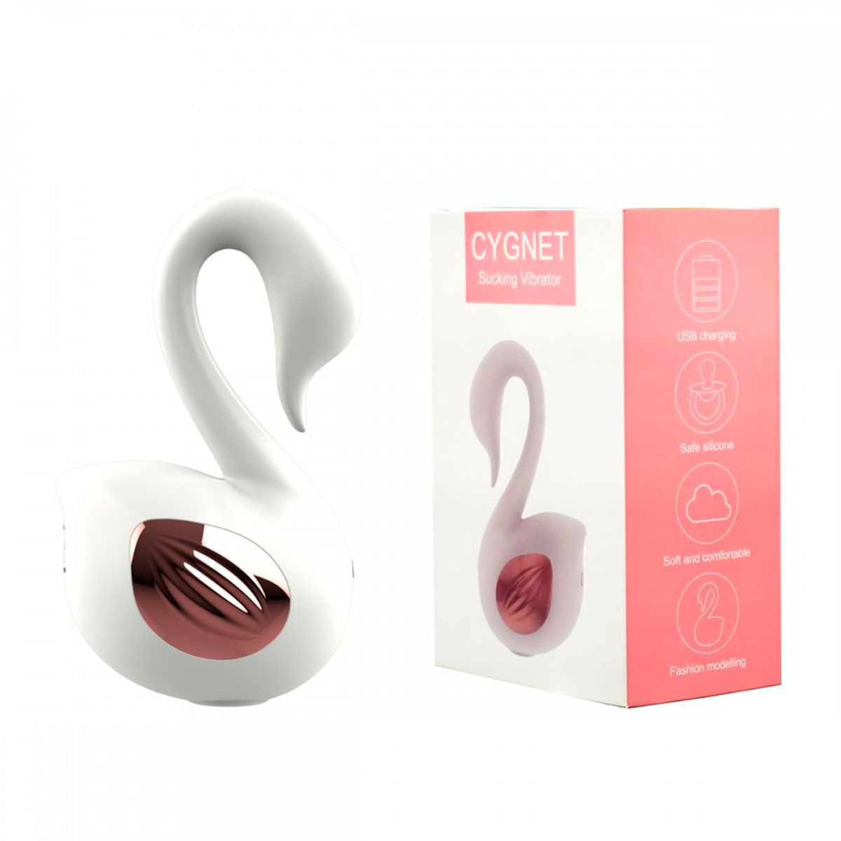 Cygnet Sucking Vibrator Vibrator Formato Cisne com 10 Modos de Vibração e Pulsação Vip Mix