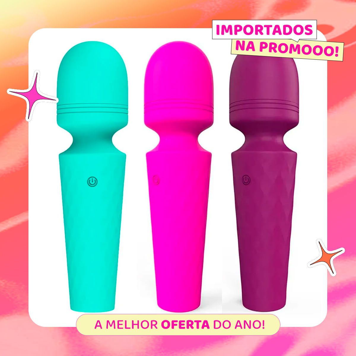 Viibe Mini Vibrador Varinha Mágica Potente com 10 Níveis de Vibração Vip Mix