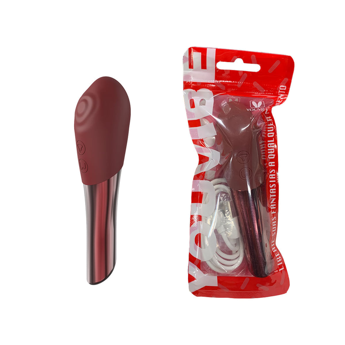 Youvibe Estimulador Clitoriano Duplo em Formato de Batom com 10 Modos de Vibração VipMix