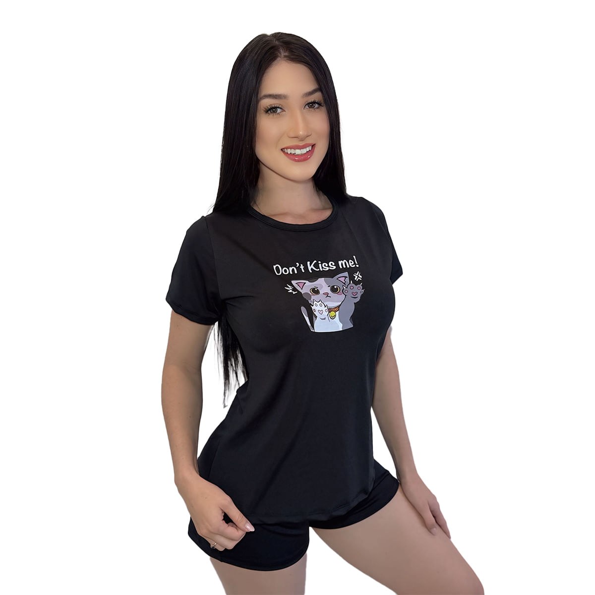 Pijama com Shortinho e Camiseta Don't Kiss me! Hot Love Pijama com Shortinho e Camiseta Don't Kiss me! Hot Love
